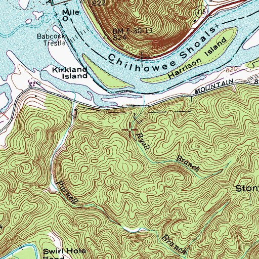 Topographic Map of Halfway Town (historical), TN
