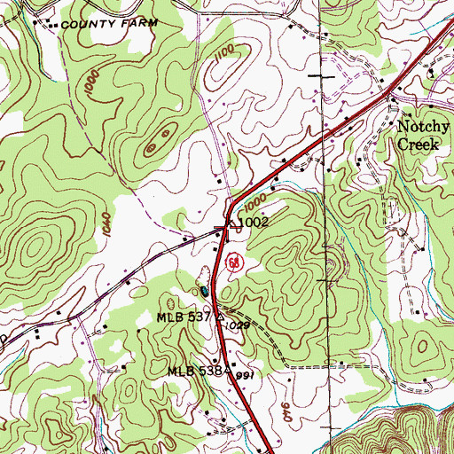 Topographic Map of Ho (historical), TN