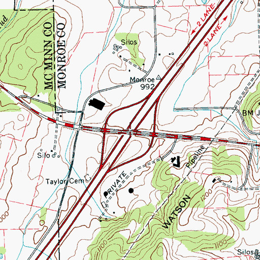 Topographic Map of Interchange 60, TN