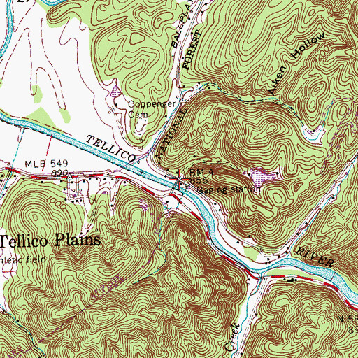 Topographic Map of Jacktown, TN