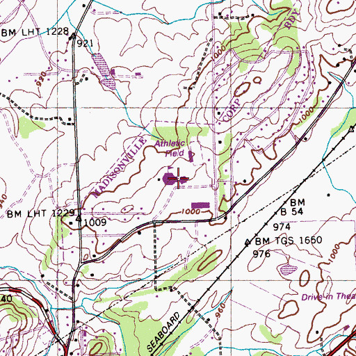 Topographic Map of Madisonville High School, TN