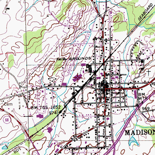 Topographic Map of Madisonville Shopping Center, TN