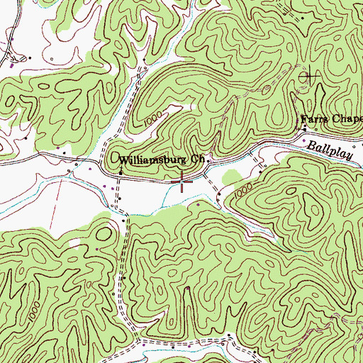 Topographic Map of Milligan Church (historical), TN