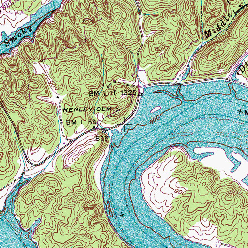 Topographic Map of Mountainville (historical), TN