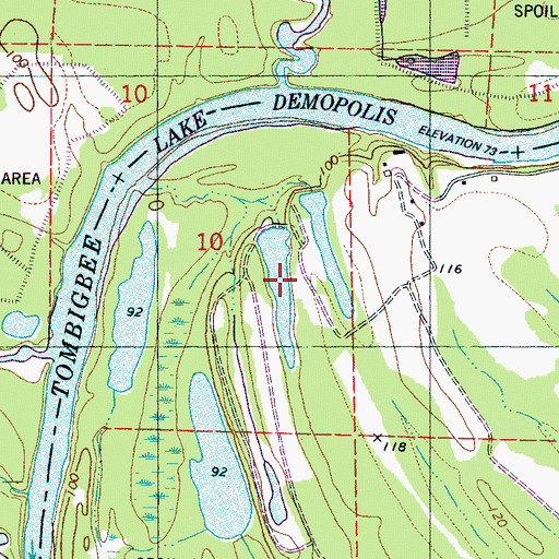 Topographic Map of Nab Drennen Lake Number 1, AL