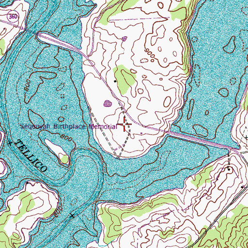 Topographic Map of Sequoyah Birthplace Memorial, TN