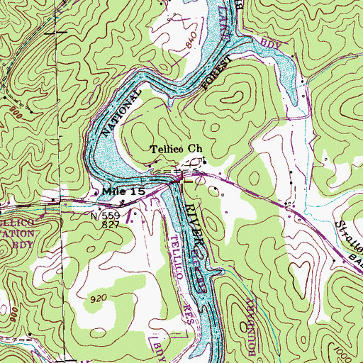 Topographic Map of Sloan Bridge, TN