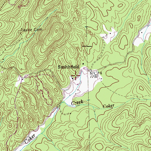 Topographic Map of Smithfield School (historical), TN