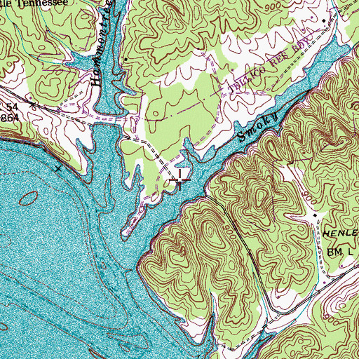 Topographic Map of Smoky Branch Boat Launching Ramp, TN