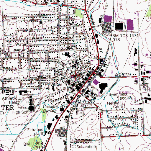 Topographic Map of Sweetwater Hospital, TN