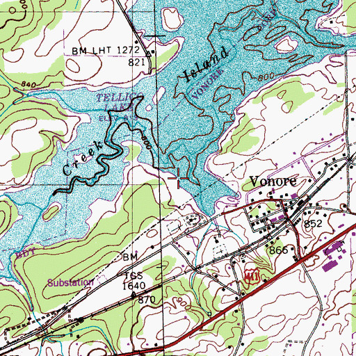 Topographic Map of Vonore Boat Launching Ramp, TN
