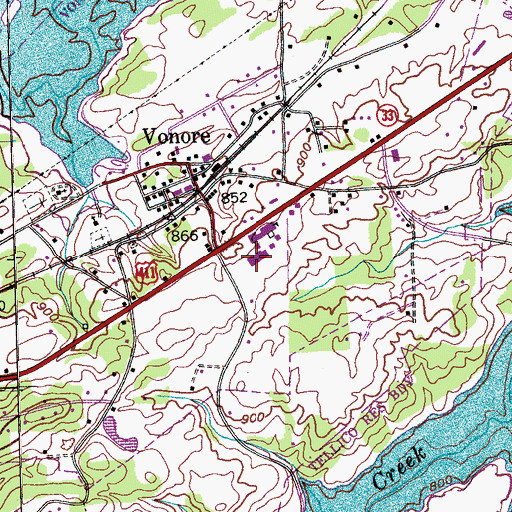 Topographic Map of Vonore Elementary School, TN
