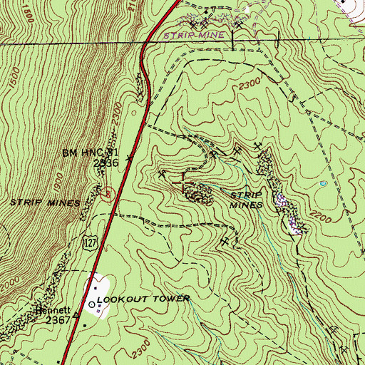 Topographic Map of Lane Number 2 Mine, TN