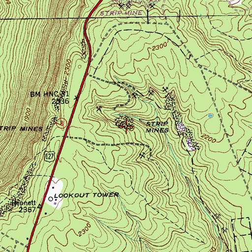 Topographic Map of Lane Number 3 Mine, TN