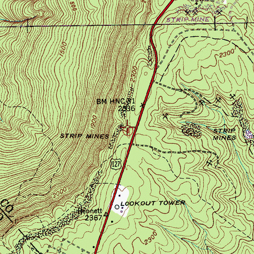 Topographic Map of Moore and Turner Mine, TN
