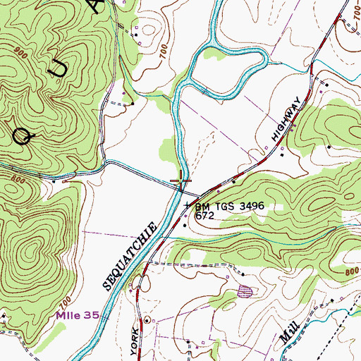 Topographic Map of Olds Mill (historical), TN