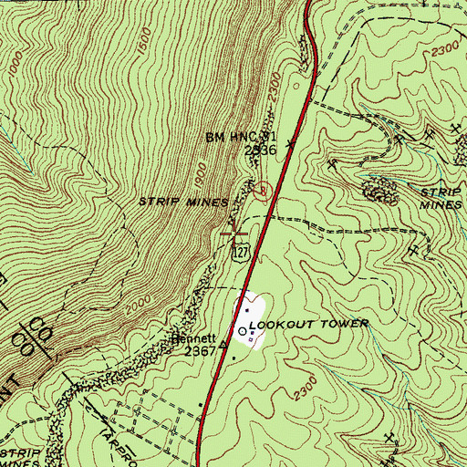 Topographic Map of Perkins Mine, TN