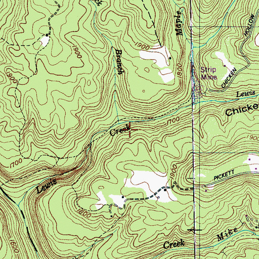 Topographic Map of Pickett Mine, TN