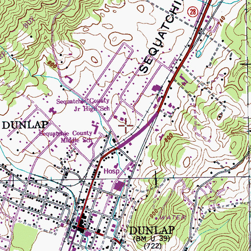 Topographic Map of Sequatchie-Bledsoe Vocational Center, TN