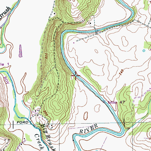 Topographic Map of Thermans Bridge (historical), TN