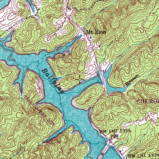 Topographic Map of Ballplay Recreation Area, TN