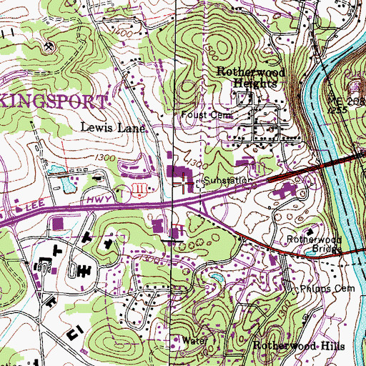 Topographic Map of Allandale Market Place Shopping Center, TN