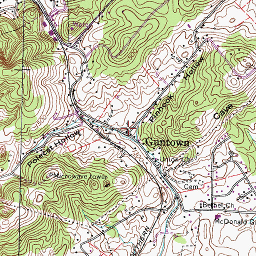 Topographic Map of Antioch Church, TN
