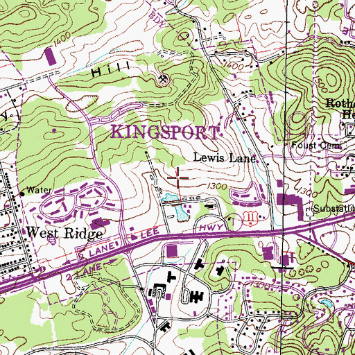 Topographic Map of Allandale, TN