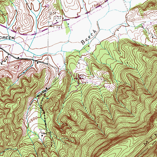 Topographic Map of Beech Creek Church, TN