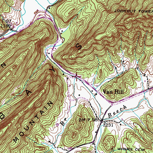 Topographic Map of Beech Creek Valley, TN