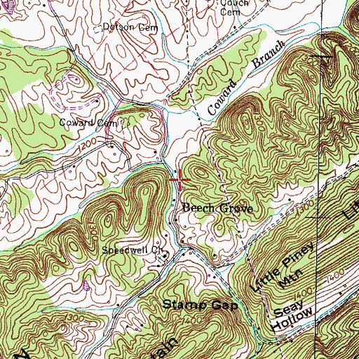 Topographic Map of Beech Grove School (historical), TN