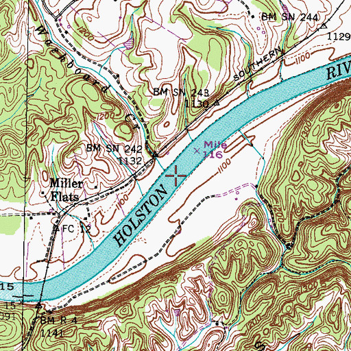 Topographic Map of Britton Ferry (historical), TN