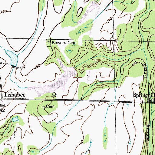 Topographic Map of W D Johnston Dams, AL