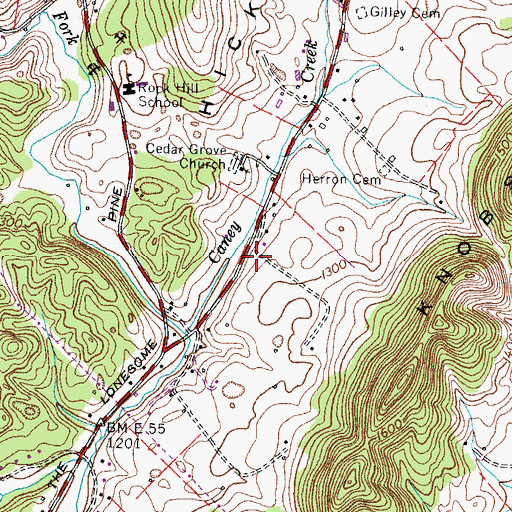 Topographic Map of Caney Creek Church (historical), TN