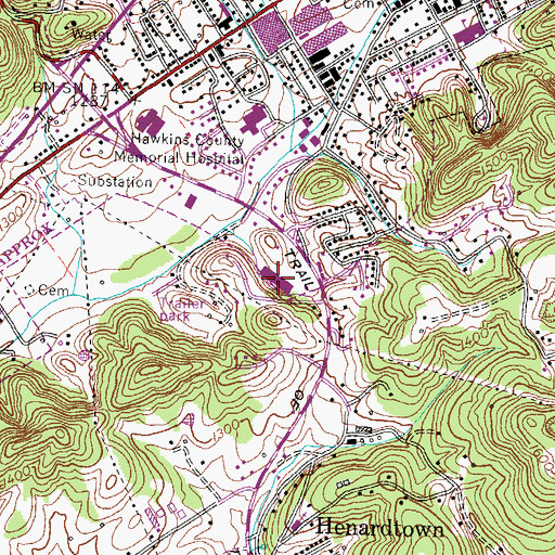 Topographic Map of Cherokee High School, TN