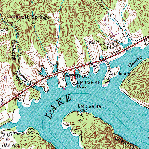 Topographic Map of Cherokee Lake Campground, TN