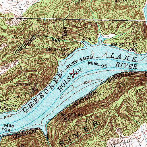 Topographic Map of Drumhole Shoals, TN