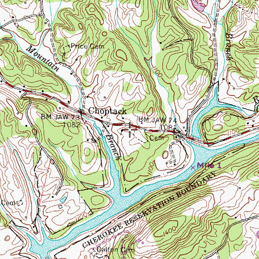 Topographic Map of Choptack School (historical), TN