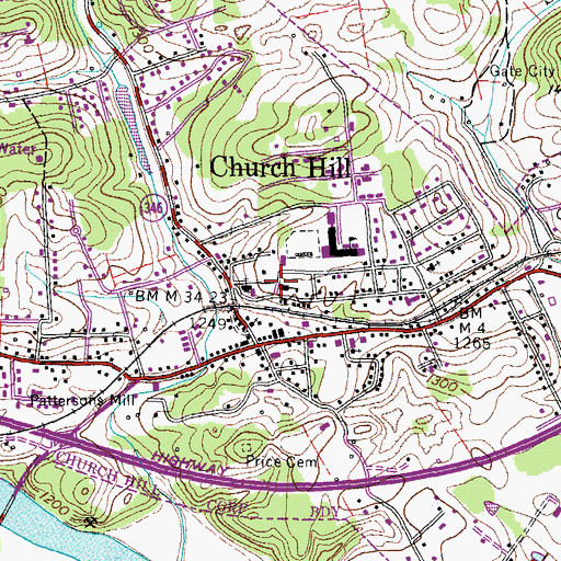 Topographic Map of Church Hill Elementary School, TN