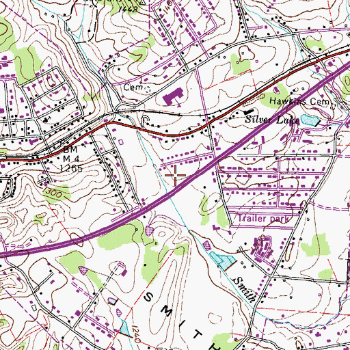 Topographic Map of Church Hill Shopping Center, TN