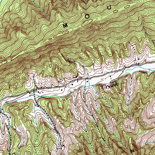 Topographic Map of Clouds Creek School (historical), TN