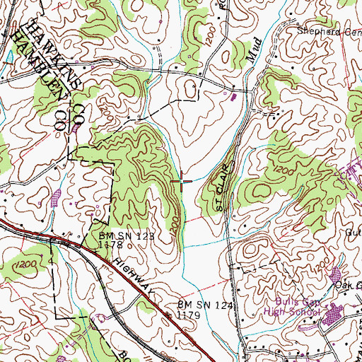 Topographic Map of East Fork Bent Creek, TN