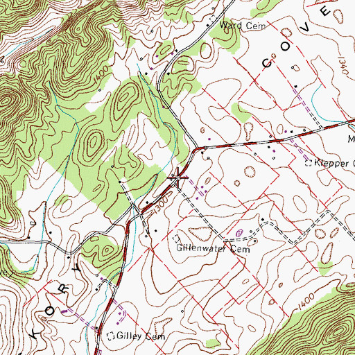 Topographic Map of Gillenwater (historical), TN