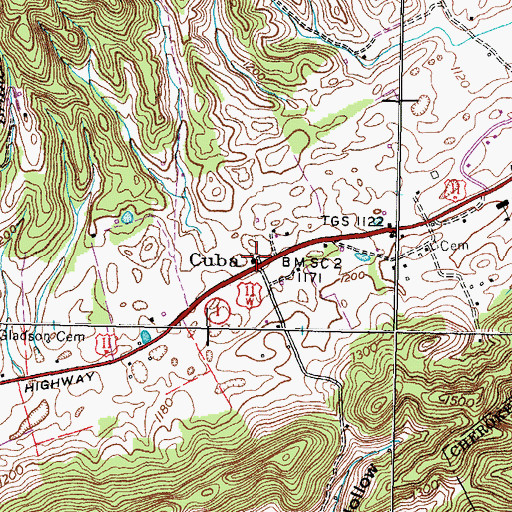 Topographic Map of Gills Chapel, TN