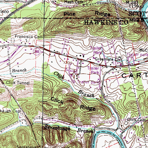 Topographic Map of Greenvale, TN