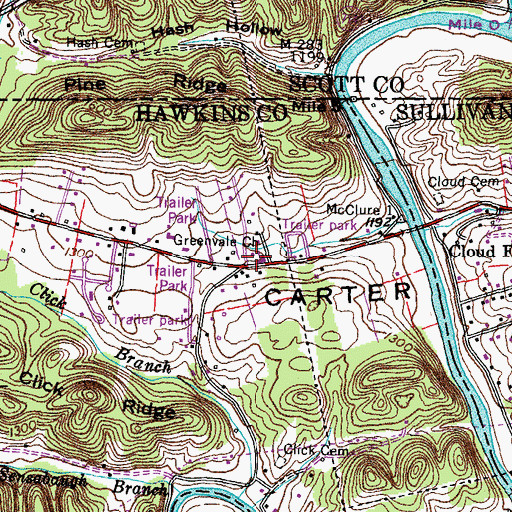 Topographic Map of Greenvale School (historical), TN
