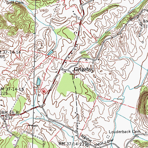 Topographic Map of Grigsby School (historical), TN
