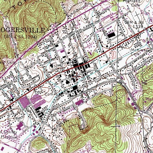 Topographic Map of Hawkins County Jail, TN