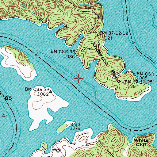 Topographic Map of Kenners Island (historical), TN