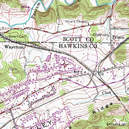 Topographic Map of Kinkaid Estates, TN
